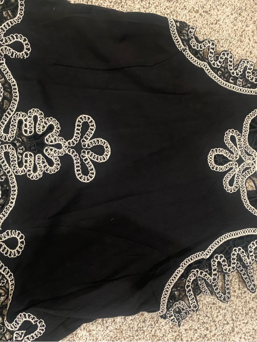 Anthropologie Black Top with Satin Trim